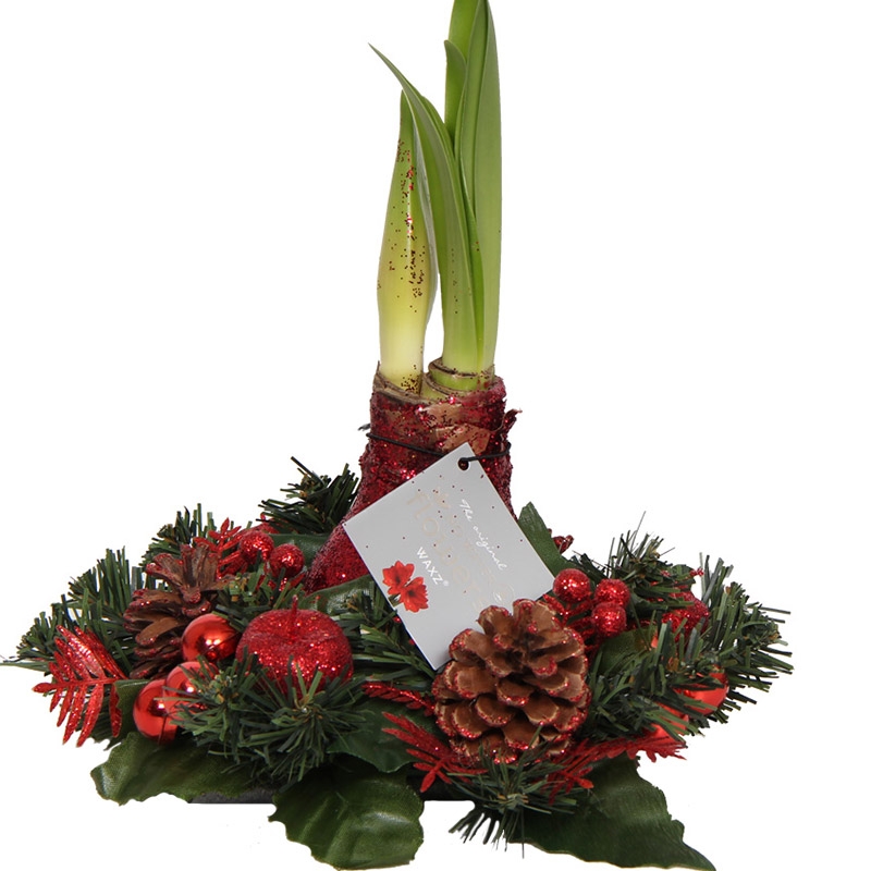 Wax Amaryllis Christmas wreath Red