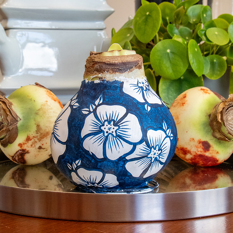 9000067-Wax-Amaryllis-Delfts-Blauw-Floral-Blossom Wax Amaryllis XXL Delft Blue Floral Blossom